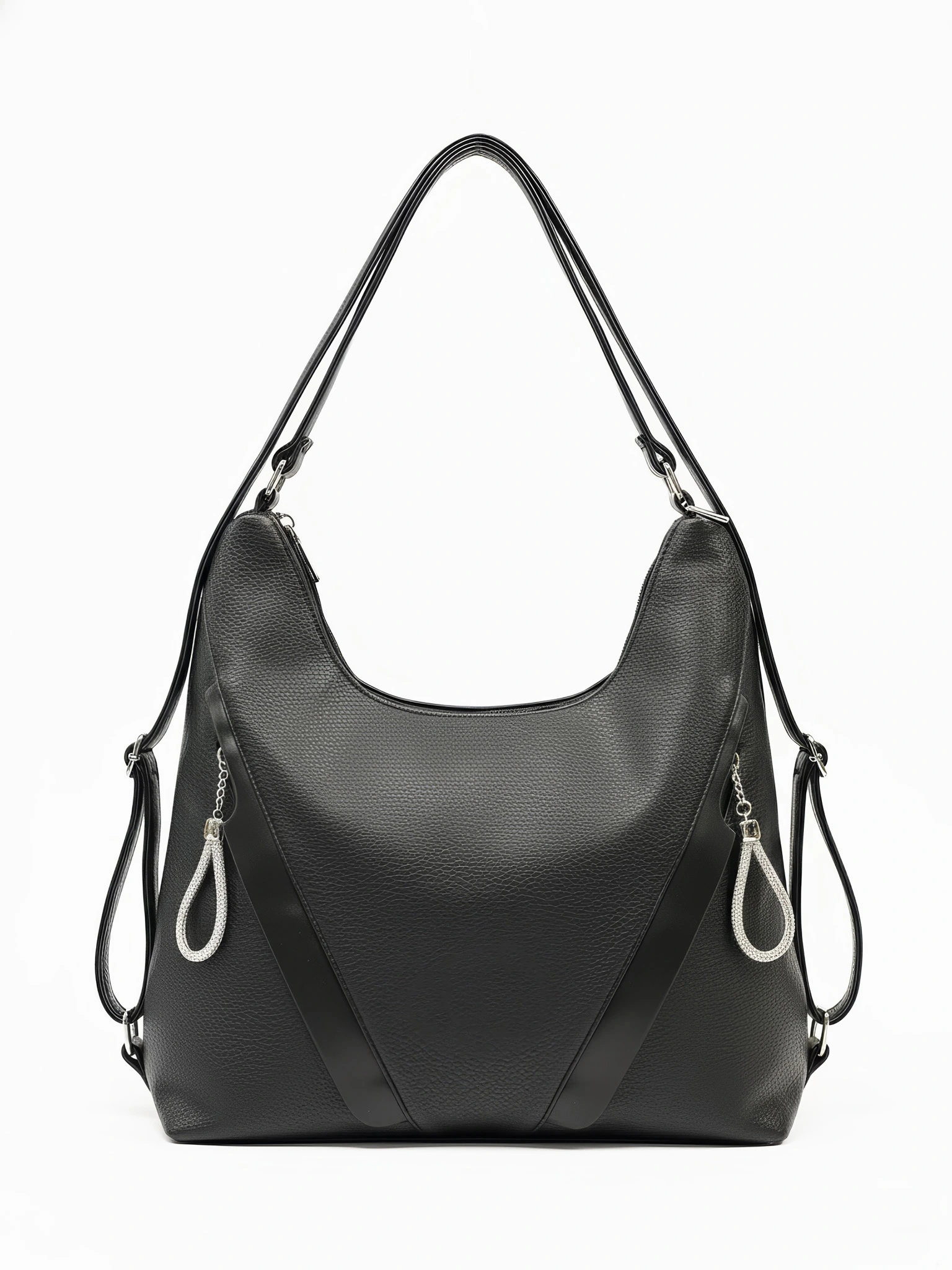 Сумка-шоппер с декоративными пуллерами со стразами в ассортименте